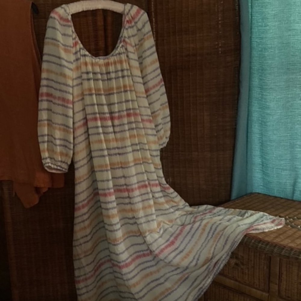 Zara Lightweight Cream Striped Maxi Dress - Casual Boho Style